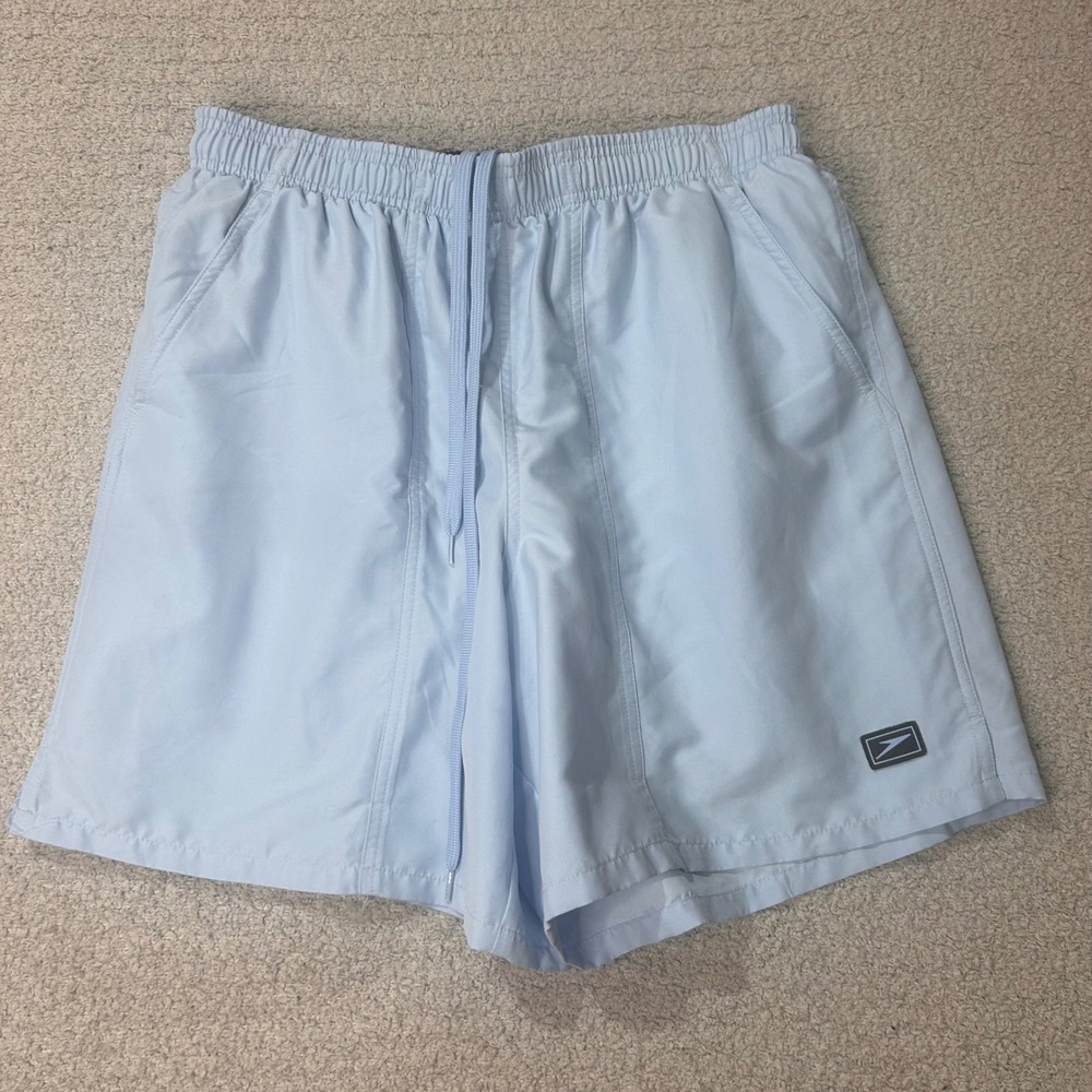 Speedo Swim Trunks Board Shorts M Light Blue Pastel Coastal Beach Sporty Summer